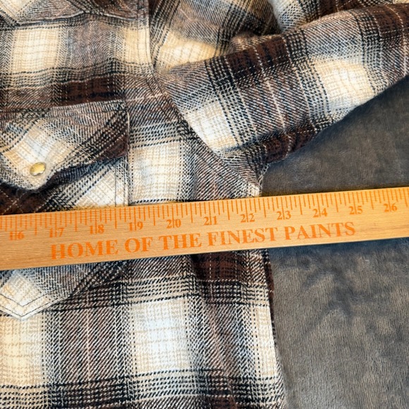 Work n Sport Brown Plaid Heavy Flannel Pearl Snap Western Shirt Mens Medium - Picture 6 of 9